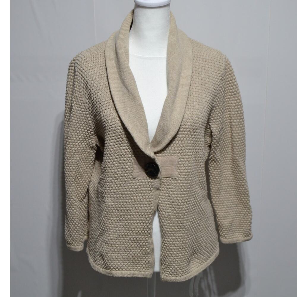 Liz Claiborne Shawl Collar Knit Cardigan Tan Size Large
